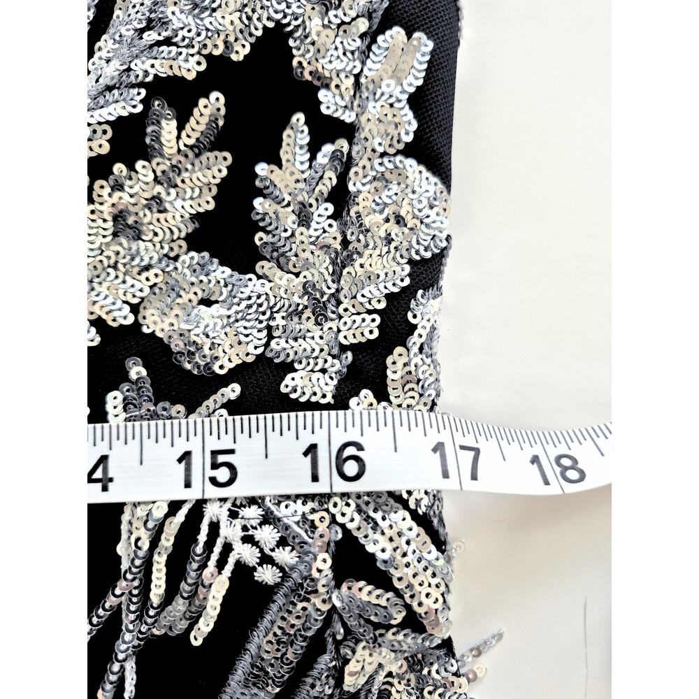 Dress The Population Viviana Dress Sz XL Sequin Strapless Sheath Silver Black - Picture 9 of 10